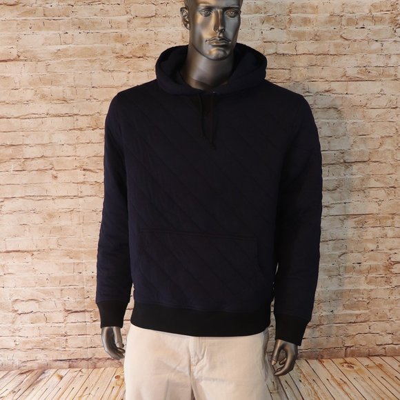 J.CREW MEN'S FLEECE QUILTED XL NAVY HOODIE NWT - Picture 4 of 9